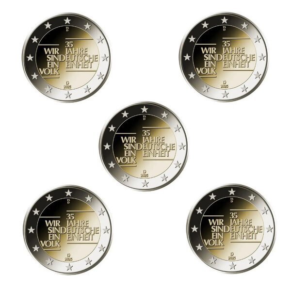2 euros commémoratives Allemagne 2025 Réunification - les 5 ateliers.