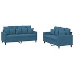 vidaXL Ensemble de canapés 2 Pièces avec coussins Bleu Velours