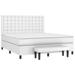 vidaXL Sommier à lattes de lit avec matelas Blanc 180x200cm Similicuir