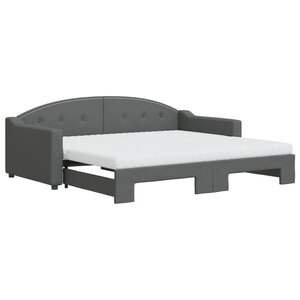 vidaXL Lit de jour avec gigogne et matelas gris foncé 90x190 cm tissu