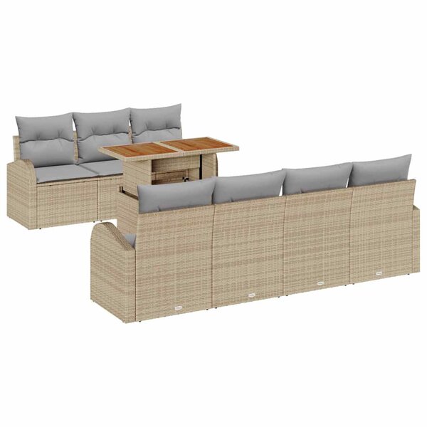 vidaXL Ensemble de canapé de jardin 8 Pièces beige et gris clair