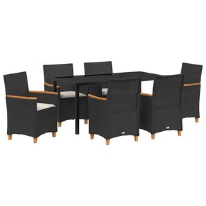 vidaXL Ensemble de salle à manger pour jardin 7 Pièces Noir polyrotin