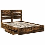 vidaXL Lit de Rangement Chêne fumé 160 x 200 cm Bois d'ingénierie