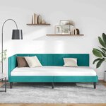 vidaXL Cadre de lit d'angle Turquoise 100 cm x 200 cm Velours