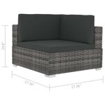 vidaXL Ensemble de canapés de jardin 4 pièces avec coussins en résine tressée grise