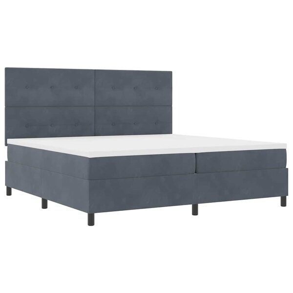 Lit coffre vidaXL avec matelas et LED gris foncé 200x200 cm en velours