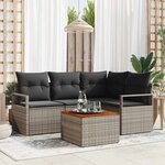 vidaXL Ensemble de canapé de jardin avec coussin 5 Pièces Gris Poly rotin