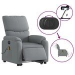 vidaXL Fauteuil inclinable de massage électrique Gris clair Tissu