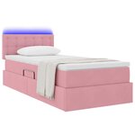 vidaXL Lit de rangement LED avec matelas Rose 90 x 200 cm Velours