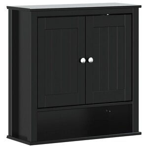 vidaXL Armoire murale de salle de bain BERG noir bois massif