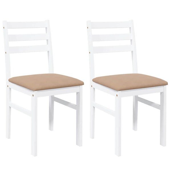 vidaXL Chaises à manger coussins 2 Pièces blanc bois massif caoutchouc