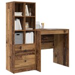 vidaXL Bureau avec tiroir avec étagère avec stockage 2 Pièces Bois ancien
