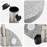 vidaXL Base de parasol ronde sur roulettes en granit gris de 29 kg avec poignée.