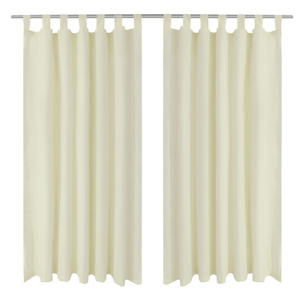 2 Pièces Rideau à Passant Micro Satin Crème 140 x 175 cm