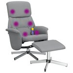 vidaXL Fauteuil inclinable de massage et repose-pied gris clair tissu