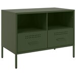 vidaXL Meuble TV vert olive 68x39x50 5 cm acier laminé à froid