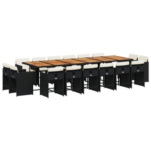 vidaXL Ensemble à manger de jardin 17 Pièces coussins noir résine tressée