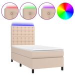 vidaXL Sommier à lattes de lit avec matelas et LED Cappuccino 90x200cm
