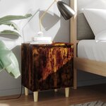 vidaXL Tables de chevet et pieds en bois 2 Pièces Chêne fumé 40x30x50 cm