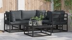 vidaXL Ensemble de canapé de jardin avec coussin 4 Pièces Noir Aluminium