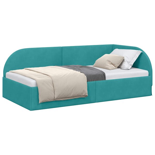 vidaXL Cadre de lit d'angle Turquoise 80 x 200 cm Velours