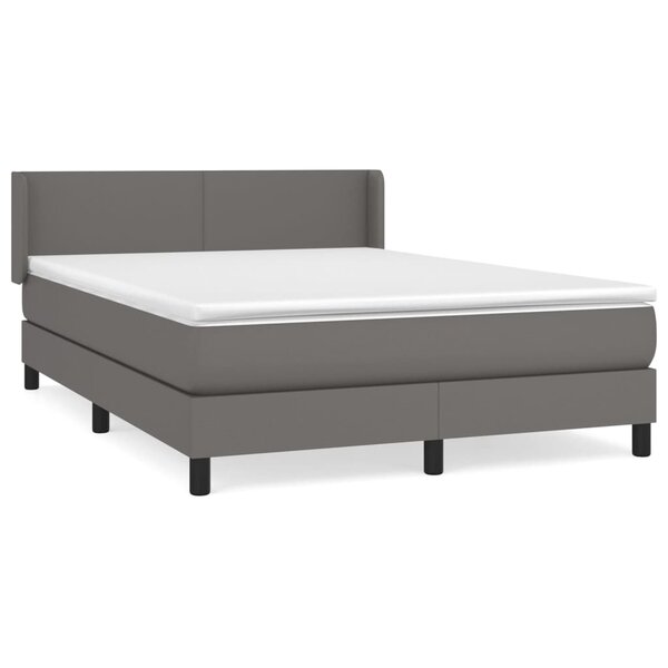 vidaXL Sommier à lattes de lit avec matelas Gris 140x200 cm Similicuir