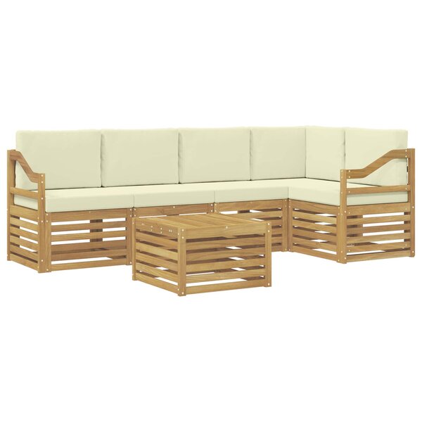 vidaXL Ensemble de canapés d'extérieur 6 pc Blanc et crème Polyester