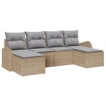 vidaXL Ensemble de canapé de jardin 6 pièces avec coussins beige en poly rotin