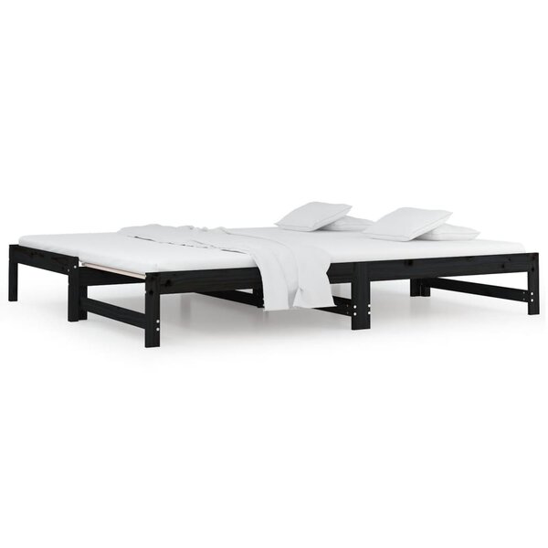 vidaXL Lit coulissant sans matelas noir 2x(90x200) cm