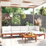 vidaXL Salon de jardin 6 Pièces avec coussins Crème Bois d'acacia solide