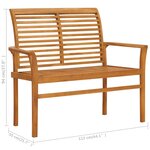 vidaXL Banc de jardin et coussin anthracite 112 cm Bois de teck massif