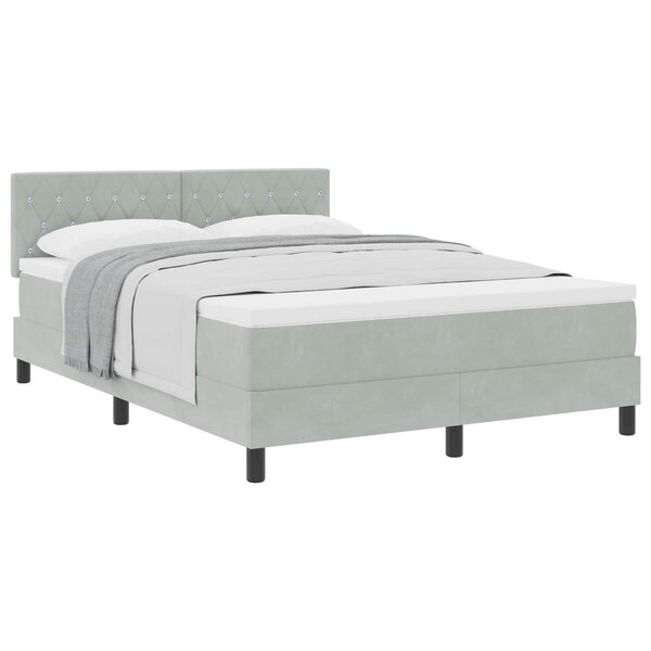 vidaXL Lit à ressorts avec matelas Gris clair 160 x 200 cm Velours