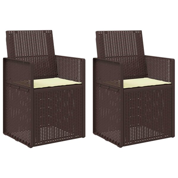 vidaXL Chaises de jardin salle à manger 2 pc Marron et crème PP