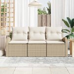 vidaXL Ensemble de canapé de jardin 3 Pièces Beige et blanc Poly rotin
