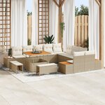 Canapés de Jardin 13 Pièces avec Coussins Beige Rattan Synthétique