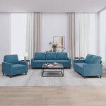 vidaXL Ensemble de canapés 3 Pièces avec coussins Bleu Velours