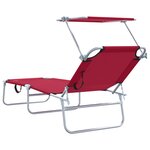vidaXL Transats pliants 2 Pièces avec auvent Tissu Oxford Rouge 600D