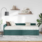 vidaXL Cadre de lit d'angle avec matelas Autre 2 Pièces Vert tissu