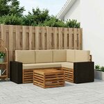 vidaXL Ensemble de canapés d'extérieur 5 pc Naturel et Beige Polyester