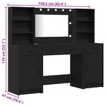 vidaXL Ensemble de table de maquillage avec LED 3 Pièces Chêne noir