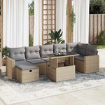vidaXL Salon de jardin avec coussins 8 Pièces beige résine tressée