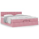 vidaXL Cadre de lit ottoman avec matelas rose 200x200 cm velours