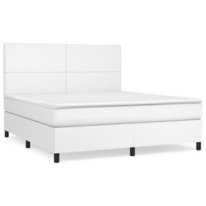 vidaXL Sommier à lattes de lit avec matelas Blanc 180x200cm Similicuir