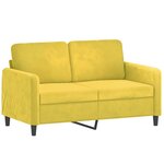 vidaXL Canapé 2 places avec oreillers décoratifs jaune 120 cm velours