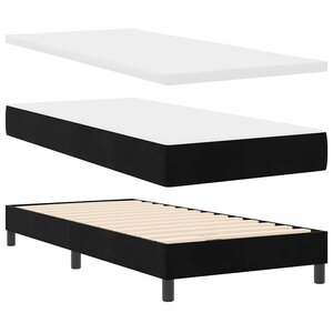 vidaXL Lit à ressorts avec matelas Noir 200 x 90 cm Polyester