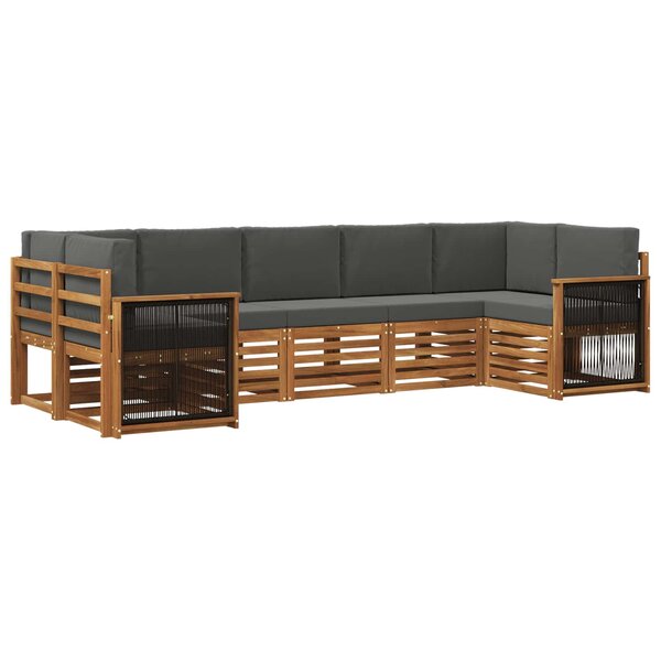 vidaXL Ensemble de canapés d'extérieur 6 pc Naturel et Anthracite