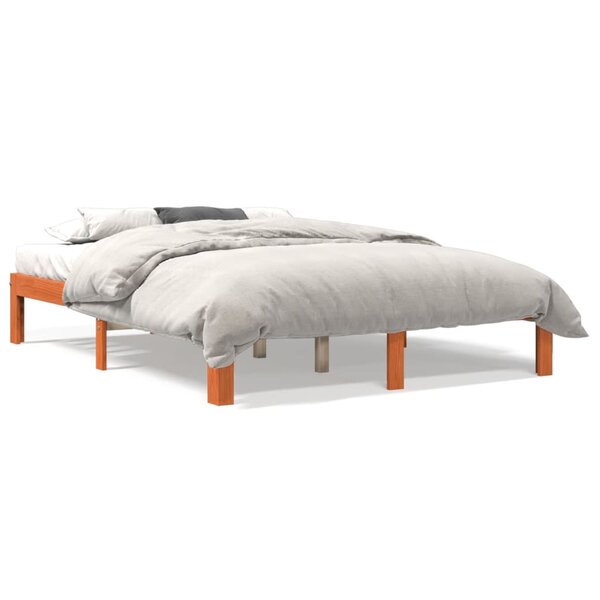 vidaXL Cadre de lit sans matelas cire marron 140x190cm bois pin massif