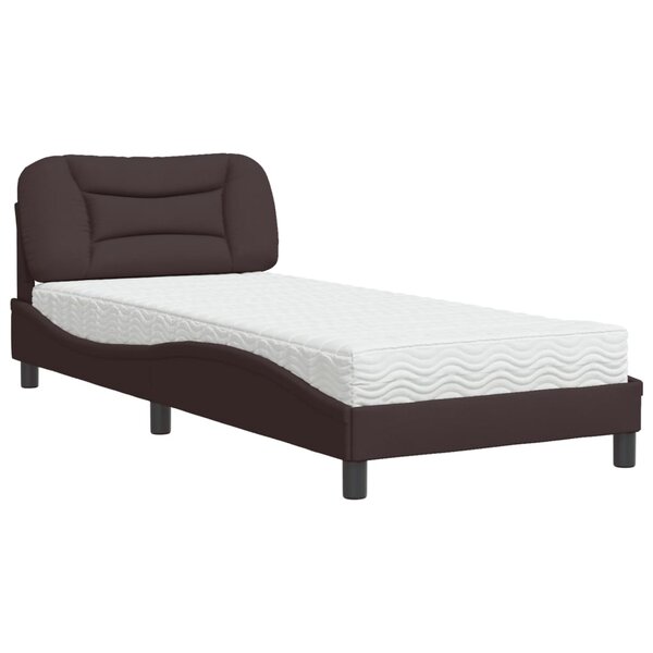 vidaXL Lit avec matelas marron foncé 90x200 cm tissu