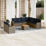 vidaXL Salon de jardin 10 Pièces avec coussins gris résine tressée