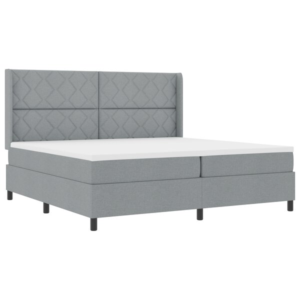 vidaXL Lit ressorts avec matelas et lumière LED gris clair 200 x 200 cm  en tissu.